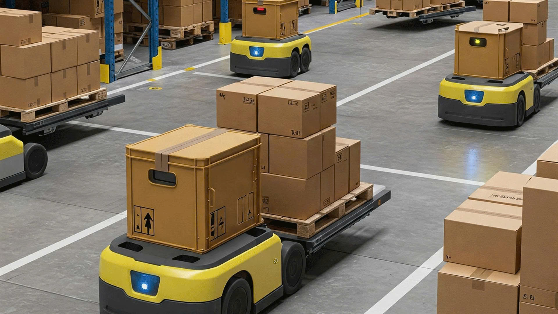 Robot logistics giúp xử lý hàng triệu đơn hàng mỗi ngày với tốc độ và độ chính xác mà con người khó có thể đạt được.