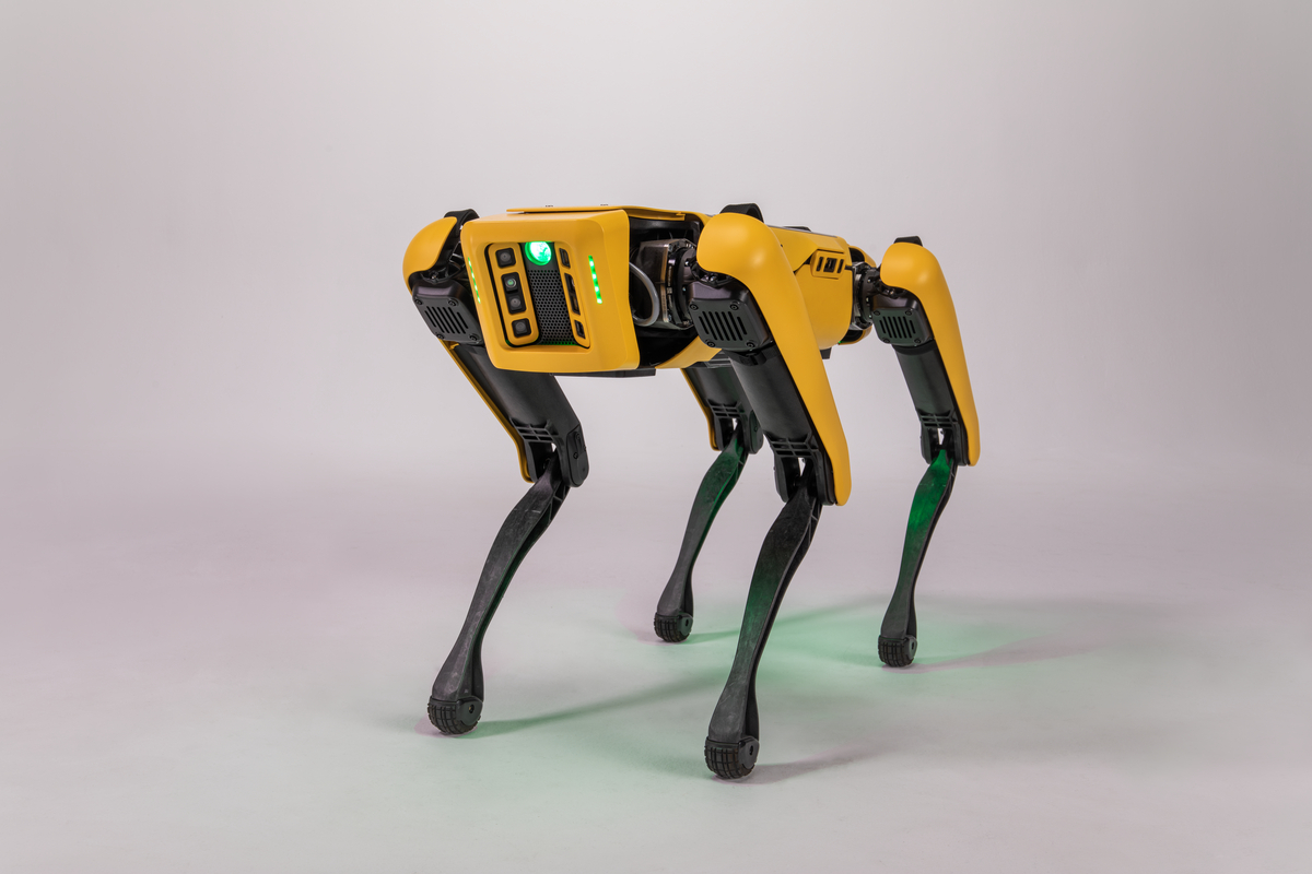 Spot là một robot bốn chân có hình dáng giống chú chó, được thiết kế để di chuyển ở những nơi mà robot bánh xe không thể tới.
